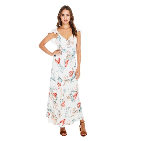 {ASTR} Florentina Ruffle Sleeve Floral Midi Dress - Picture 3 of 3